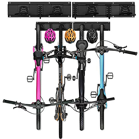 Hutigertech Fahrradhalter Wandhalterung für Fahrräder und Helmhaken, Fahrrad Wandhalterung für Garage oder Wohnung, Wand Fahrradaufhängung mit Rahmenschutz