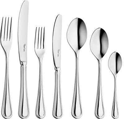 Robert Welch Aston Bright, 84 Piece Cutlery Set for 12 People. Made from Stainless Steel. Dishwasher Safe.