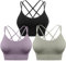 HANERDUN Damen Sport BH Yoga Bra mit Gepolstert Nahtlose Ohne Bügel und gibt Guten Halt Atmungsaktiv Riemchendesign und mittelstarkem für Fitness Lauf Joggen