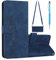 Grandoin Funda para Xiaomi Poco X3 NFC/Poco X3 Pro con Cuerda, Funda Tapa Libro Movil Carcasa PU Cuero Funda Xiaomi Poco X3 NFC/Poco X3 Pro con Correa Colgante Ajustable [Función de Soporte] (Azul)