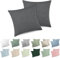 ATsense 2er Set Kissenbezug 45x45 cm - 100% Gewaschene Baumwolle, Dunkelgrau Kopfkissenbezug mit Reißverschluss, Oeko-TEX Zertifiziert Weich, Nicht Lleicht Verformbar
