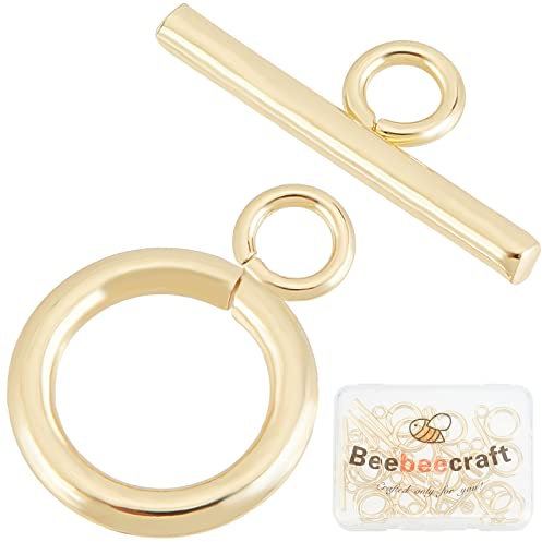 Beebeecraft 15 Sets 18 Karat Vergoldete Knebel Schmuckverschlüsse Verbindungsstücke Runde Ring Knebel T Stab Verschlüsse Für Halsketten Armband Ohrring Herstellung 18x13 mm