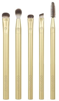 EcoTools Precious Metals Brightening Eye Set, Eye Brush Kit, Precision Makeup Brushes For Eyeshadow, Eco-friendly Makeup Brush Kit, Recycled Aluminum, Chrome, 5-teiliges Set