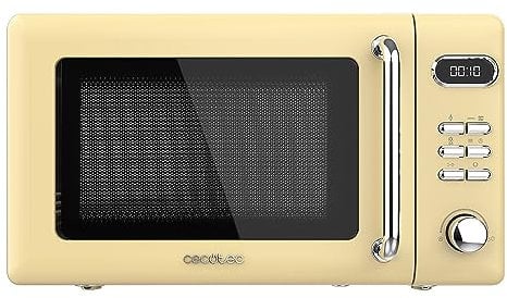 Cecotec Forno a microonde digitale con griglia da 20 litri Proclean 5110 Retro Yellow. in 5 livelli, timer fino a 60 minuti, 8 programmi e modalità sbrinamento, design vintage in giallo