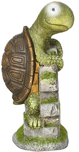 Outsunny Vivid Tortoise Art Sculpture with Solar LED Light, Colourful Garden Statue, Outdoor Ornament Home Decoration for Porch, Deck, Grass