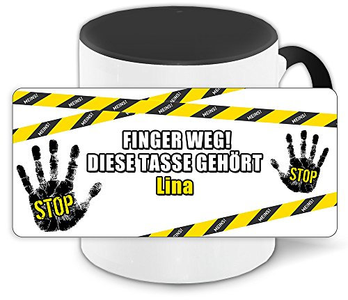 Büro-Tasse mit Namen Lina und schönem Motiv Finger weg, diese Tasse gehört .., Farbe: schwarz