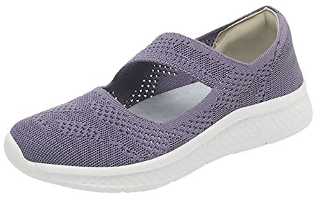 Zapatillas de mujer de verano sin cordones malla transpirable zapatos elegantes suela confort zapatos baloncesto ligero respirable zapatillas basculantes mujer adelgazante, violeta, 38 EU