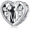 NINGAN 925 Sterling Silber Familie Perlen Charme Familie für immer Herzförmigen Charme kompatibel Damen Armband Halskette Geburtstagsgeschenke für die Familie
