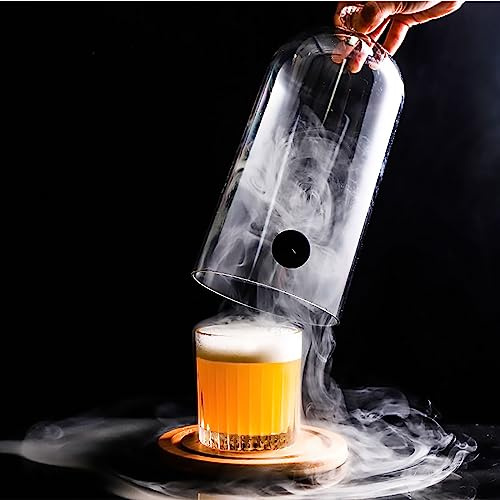MIAOLLUN Smoking Gun Accessory Glass Cocktail Lid, Cocktail Drinks Smoking Lids Smoke Infuser for Cocktails, Drinks, Plates 26 * 15Cm