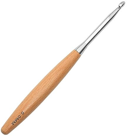 Coopay Häkelnadel 6,0 mm, Häkelnadeln mit Buchenholzgriff und Glatte Hakenkopf, Ergonomische Häkelnadel, Leichte Häkelnadel für Arthitische Hände, Handwarme Lang Häkelnadeln 6mm