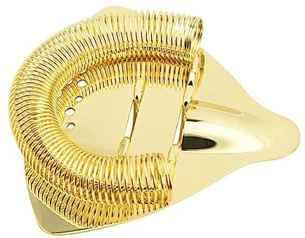 rockible Ice Strainer Ice Strainer Stainless Steel Strainer Ice Separator Bar Accessories Spring Loaded Strainer for, Mixologists, Gold