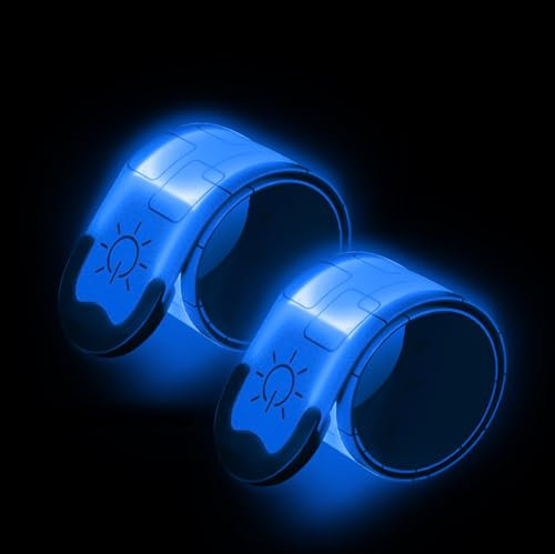 Nizirioo LED Armband Aufladbar LED Leuchtarmband 2 Stück Reflective Leucht Armbänder LED Slap Safety Armband Led Armbänder Leuchtband Unisex Nachtlauf für Joggen Laufen Running(Blu-Ray)