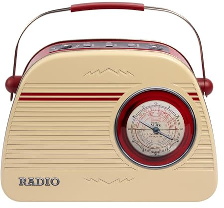 POWERHAUS24 Blechdose in Retro-Stil Radio Klassiker, Farbe Beige, Dekoration, Geschenkbox, Aufbewahrung, lebensmittelecht, ca. 26,5 x 18,5 cm, Edition mit 2 Rezepten