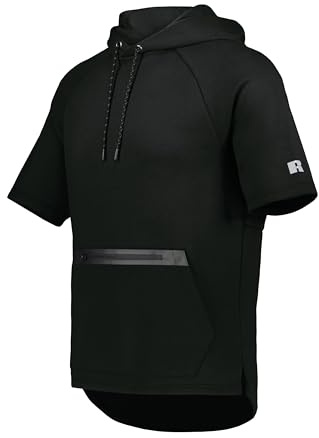Russell Athletic Mens Legend Tech Fleece Hoodie - Warm, Breathable Cage Jacket with Pocket - Outdoor & Everyday Comfort BJ Black