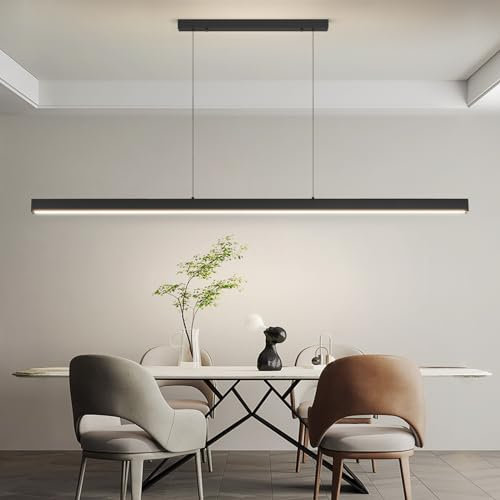 Mikeru Lampe Pendante LED 180cm, Lampe Suspendue Pour îlot De Cuisine 10%-100% Dimmable Lampe Suspendue 3000k-6000k 3 Couleurs Lampe Suspendue Minimaliste Avec Fonction Mémoire Pour Le Salon
