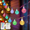 Metaku 5M 50 LED Lichterkette Kugeln Bunt, Kristall Globe Lichterkette Batterie Innen mit 8 Modi Fernbedienung Timer, Wasserdicht Lichterkette Außen Weihnachten für Zimmer, Balkon, Garten, Party Deko
