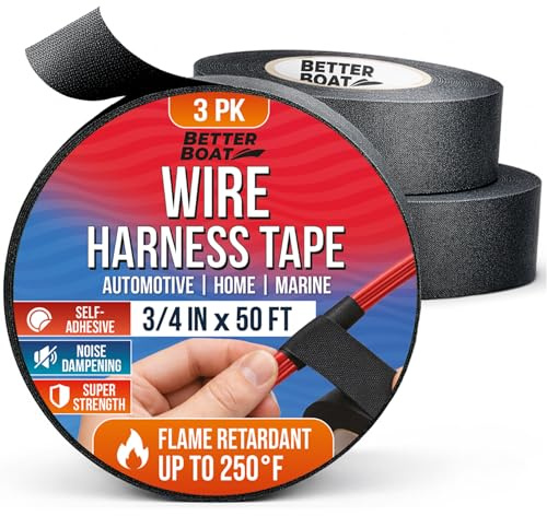 Wire Harness Tape 3-Pack (150ft), Cloth Electrical Tape Automotive