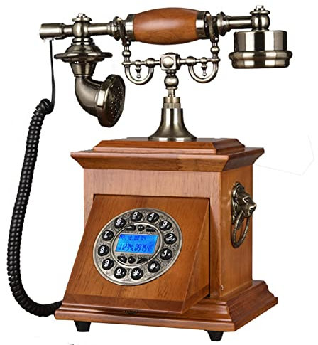 Retro Dial Telephone, Wireless Phone Cordless Phone GSM SIM Card Fixed Wireless Landline Antique Fixed Retro Telephone Home Office Hotel Wood Metal For Elder Caller Cordless landline (Yellow) (Ye