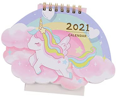 EXCEART 2021 Desktop-kalender Gemütlicher Papier-tischkalender Dicker Unedler Metallspulen-bindungstintendruck