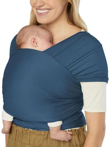 Ergobaby Babytragetuch für Neugeborene ab Geburt bis 11,3 kg, Aura Knit Tragetuch aus recycelten Stoffen, Elastisch und atmungsaktiv, Sling Wickeltuch unisex, Twilight Navy