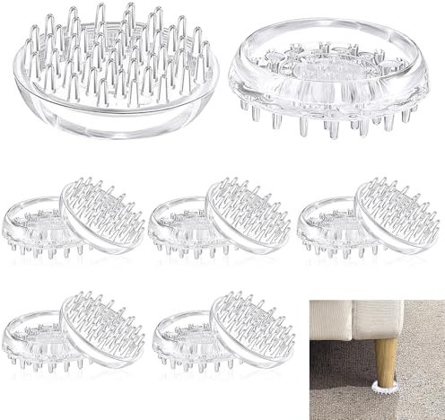 ADERTOS 12 Pack Spiked Caster Cups Clear Furniture Castor Cups Round Carpet Protectors Cups Non Slip Carpet Savers Floor Carpet Protectors for Sofas Tables Chairs Furniture Legs - 50mm Diameter