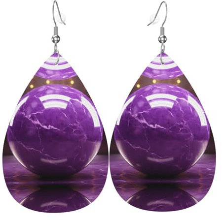 Dunkelviolette Marmor-Ohrringe, Tropfenform, 2 Stück, stilvoll und schön, leicht, baumelnd für Frauen und Mädchen, Einheitsgröße, Leder
