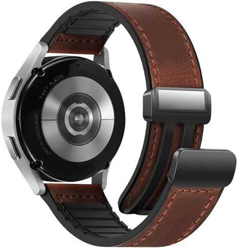 WestEagle Magnetisches Lederarmband Kompatibel mit Samsung Galaxy Watch 7/6/5/4/ Active 2 40 mm 44 mm, 6 43 mm 47 mm, 5 Pro 45 mm/Watch 4 Classic 42 mm 46 mm, 20 mm Armband für Herren