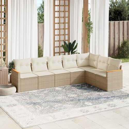 Festnight Balkon Ecklounge mit Stauraum Gartenlounge Klein Balkon Lounge Rattan Sofa Garten Lounge Sofa Outdoor Sitzecke Balkon Loungemöbel Gartensofa Ecksofa Balkonmöbel Rattansofa Couch