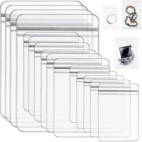 COMNICO 60PCS Jewelry Bags Clear Plastic Reclosable Thick Zip lock Bags Necklace Ring Anti-Oxidation Storage Pouch for Photo Bakery Treats Travel Storage Packaging Shipping Transparent Organizer