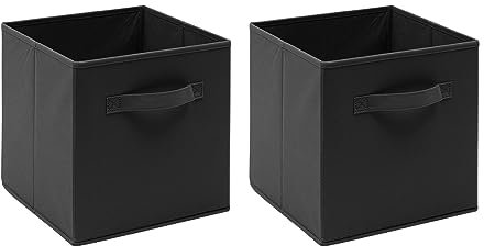Homullel Foldable Storage Cubes Set of 2, Fabric Storage Boxes, Closet Storage Drawers Storage Organizer for Clothes (Black, Band)