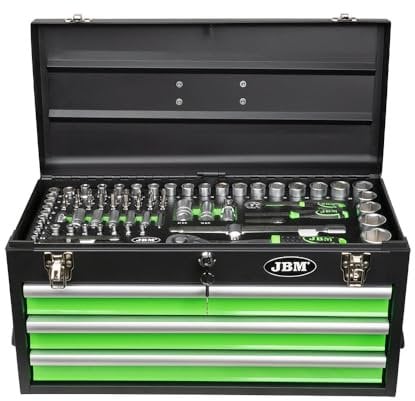 JBM 54261 REFIAL CAJA DE METAL CON HERRAMIENTAS 143 PIEZAS SATINADAS