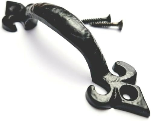 Celtic Woods Sourcingmap Fleur de LYS Poignée de Porte en fonte avec vis Noir 12,7 cm