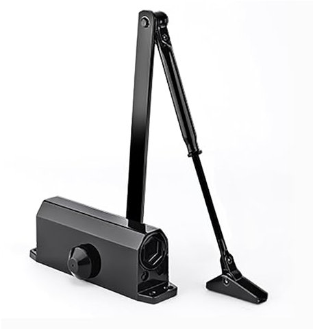 ROFBIHG 1PC Adjustable Automatic Door Closer, Aluminum AlloyDoor Limit Braces, 180° Non-Positioning Door Closers, Fire Proof Door Opener Closer for Internal Or External Doors, Black(Extra-large)