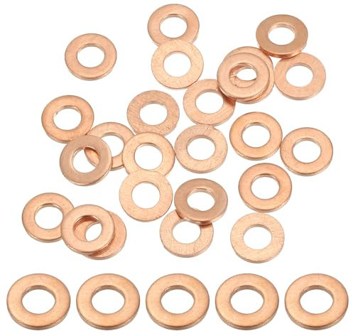 PATIKIL M4 Rondelle Piatte in Rame Anello di Tenuta, 25pz Guarnizione Tenuta Piatta Metrica Giunto Torico Guarnizioni per Viti Bullone Tappi Coppa Scarico Olio, 4mm ID 8mm OD 1mm Spessore