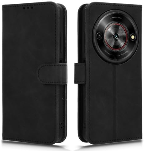 Compatibile con ZTE Blade A75 5G Z2357N (NON con 4G) / Nubia Focus 5G Custodia COVER stand flip LIBRO gel PORTAFOGLIO Protezione display magnetica eco pelle porta carte vano card (Nero)