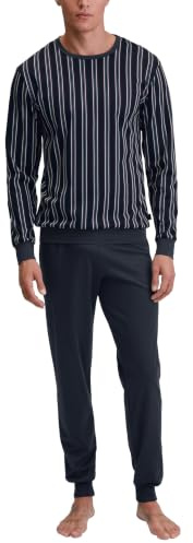 CALIDA Relax Streamline Bündchen-Pyjama Herren | Schlafanzug mit Bündchen, weiche Interlock-Qualität und formstabiler Komfort