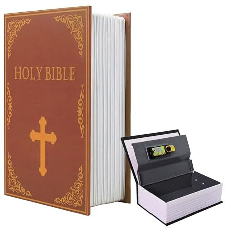 Gwezmxs Deko Bücher mit Stauraum, Buchbox Aufbewahrung mit Zahlenschloss, Versteckter Buchsafe in Bibel Optik, Decorative Book, Rot, 11.5x18cm
