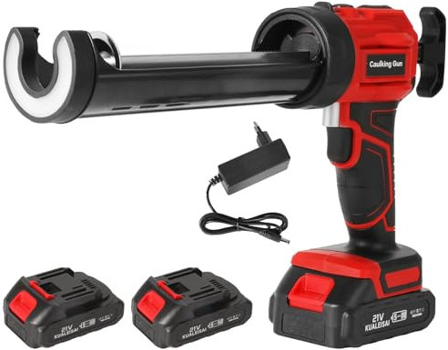 Elektrische Silikonpistole für Makita 18V, Elektrische Klebepistole 1500mAh,Akku Kartuschenpresse,4 Geschwindigkeitsstufen,Kartuschenpistole 300ml mit LED-Licht,zum Versiegeln, Abdichten (2 Akku)
