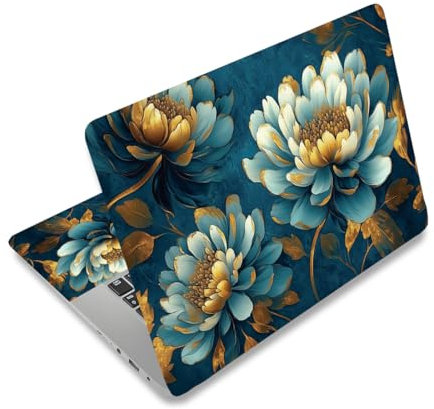 PLIGREAT Gorgerous Golden Flower Laptop Skin Aufkleber Aufkleber Passend für 12 13 13,3 14 15 Zoll Laptop Cuttable Universal Vinyl Notebook Cartoon Art Protector Netbook PC Cover Aufkleber