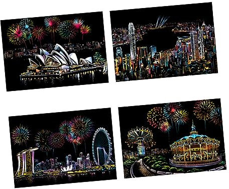 VANZACK Kratzbilder Diy Bastelset Für Erwachsene Kölner Dom Handgemaltes Kratzbild Mit Buntem Kratzpapier Dekoration Und Entspannung Geschenk Zu Weihnachten Inklusive Kratzwerkzeug