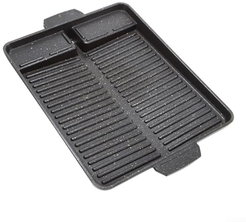 Rechteckige Grillplatte, tragbare Outdoor-Grillschale, Gasgrillpfanne für drinnen oder draußen, Camping und BBQ, 32,5 x 26 x 4 cm