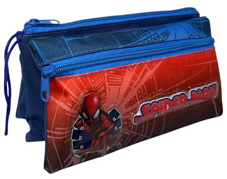 CARTOON Estuche escolar con 3 compartimentos, varios compartimentos, papelería, organizador, portalápices de colores, Spiderman., Organizador de bolso