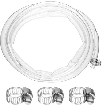 sourcing map PVC Clear Vinyl Tubing, 0.39 ID. 0.47 OD. 6.56 ft Length PVC Tube, Drain Hose, Water Pump Hose, Irrigation Pipe, Plastic Tube with Clamps for Water Oil Transfer, Transparent