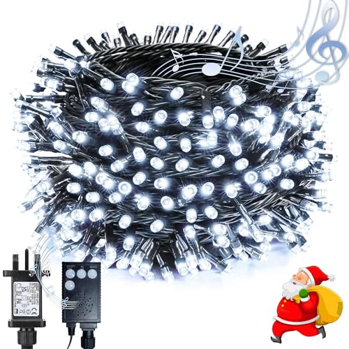 NEXVIN Christmas Tree Lights, 20M 200 LED Plug in Christmas Fairy Lights with Christmas Music, Motion Sensor Decorations Lights for Outdoor Indoor Garden Patio Wedding Holiday Party - White