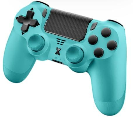 Glitfix Controller wireless per PS-4, compatibile con controller di gioco con PS-4PS4/Slim/Pro con batteria da 1000 mAh con batteria da 3,5 mm, blu verde