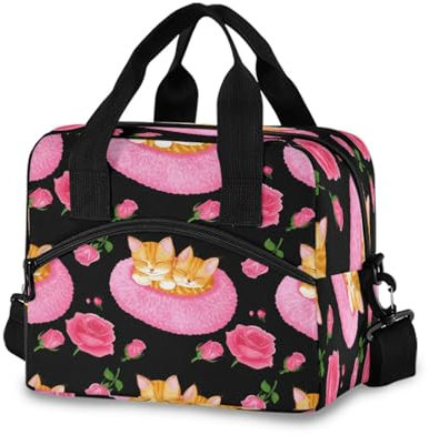 RPLIFE Lonchera con diseño de gatitos naranjas para hombre, 29 x 19 x 24 cm