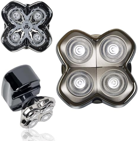 Rotationskopf 4 Köpfe für Elektrorasierer – Kompatibel mit Pitbull Skull Shaver, Butterfly Kiss Pro und mehr – Rasierköpfe für Gesicht & Körper (1er Pack)