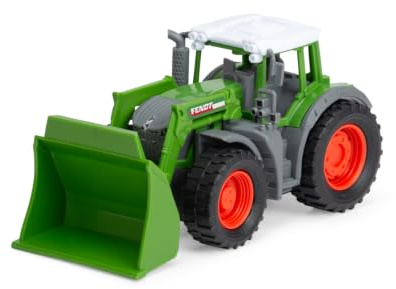Dickie Toys Fendt Shovel Tractor Spielzeugtraktor 1:36, 16,5 cm | Freilauf, Bewegliche Schaufel, Anhängerkupplung