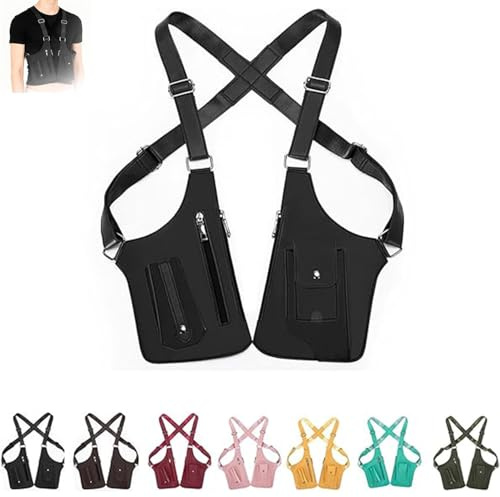 Shoulder Bag Men Underarm, Multi-Pocket Anti-Theft Double Shoulder Bag, Leather Double Shoulder Armor, Anti-Theft Hidden Adjustable Strap