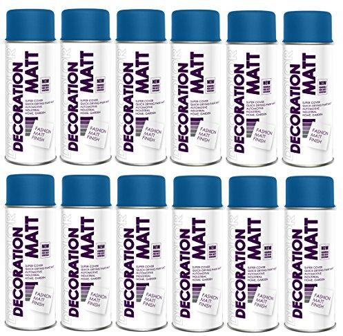 Deco Color 12er Sparpack DC Lackspray matt 400ml nach RAL freie Farbauswahl (12 Dosen in signalblau MATT RAL 5005)